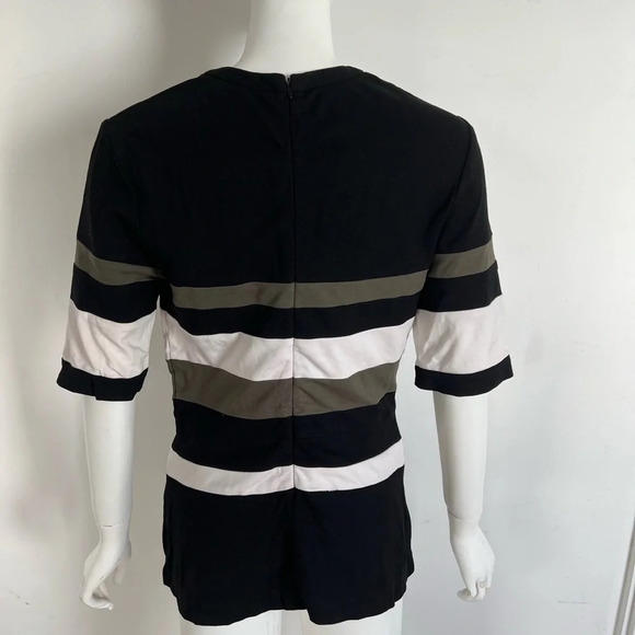 3.1 Phillip Lim Striped Peplum Top Size 6Colorblock Short Sleeve - Picture 5 of 10